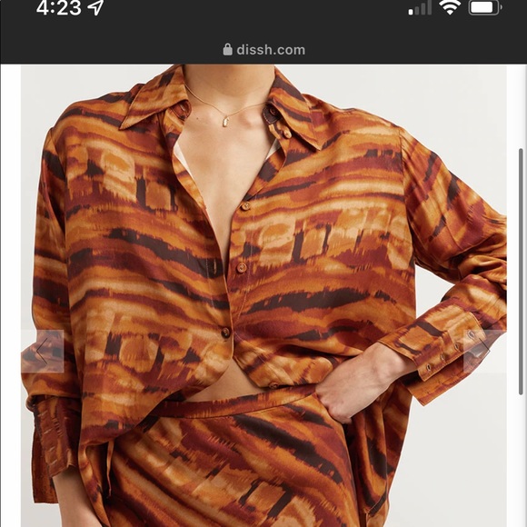 NWT DISSH SS22 - Alex Brown Watercolor Shirt and Midi skirt SOLDOUT! - Picture 2 of 16